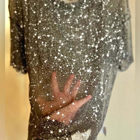 SOLD-- Oversized Tee - See Through Mesh Sheer astrology constellation - Size M - Picture 5 of 10